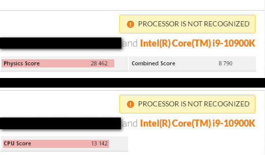 Immagine pubblicata in relazione al seguente contenuto: La CPU a 10 core Intel Core i9 10900K pi veloce del Ryzen 9 3900X a 12 core | Nome immagine: news30428_ Core-i9-10900K-3DMark_1.png